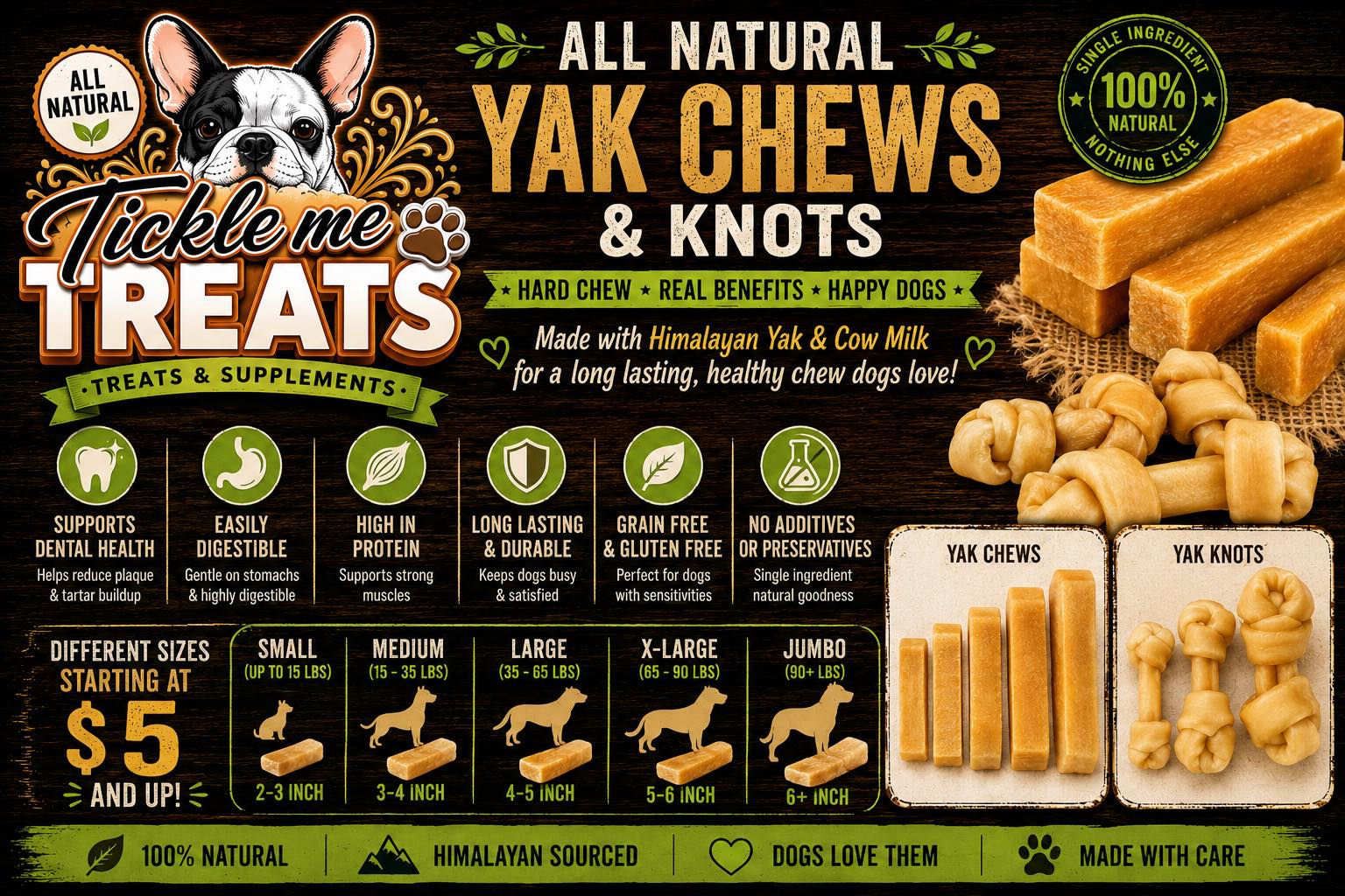 Yak chews and natural chews